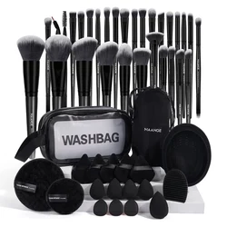 MAANGE 49PCS Makeup Tools Kits 30PCS Foundation Makeup Brush with Storage Bag Makeup Remover Puff Triangle Cushion Puff Full Set