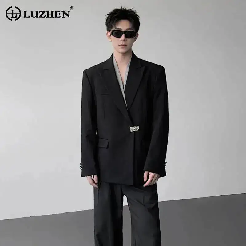 LUZHEN Metal Placket 2025 Buckle New Casual Blazer Fashion Jacket Men's Original Elegant Korean Handsome Jacket Original JY7386