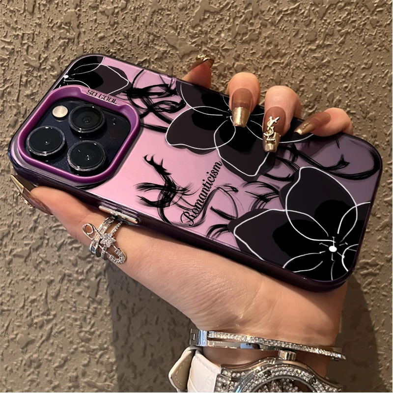 خمر الأسود الأزهار قضية الهاتف لسامسونج غالاكسي S23 S24 S25 S22 الترا S21 زائد FE A56 A36 A26 5G A16 A06 4G نوت 20 غطاء