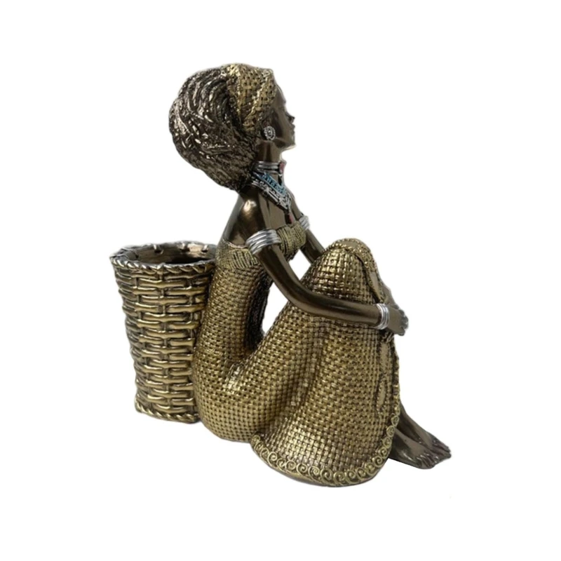 African Woman Figure Statues Resin Tribal Figure Decorations Gift Giving