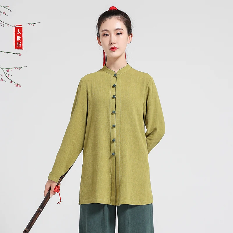 New Women's Linen Cotton Tai Chi Suit, Chinese Style Multi-Color Uniform for Spring/Autumn Martial Arts Performance & Practice