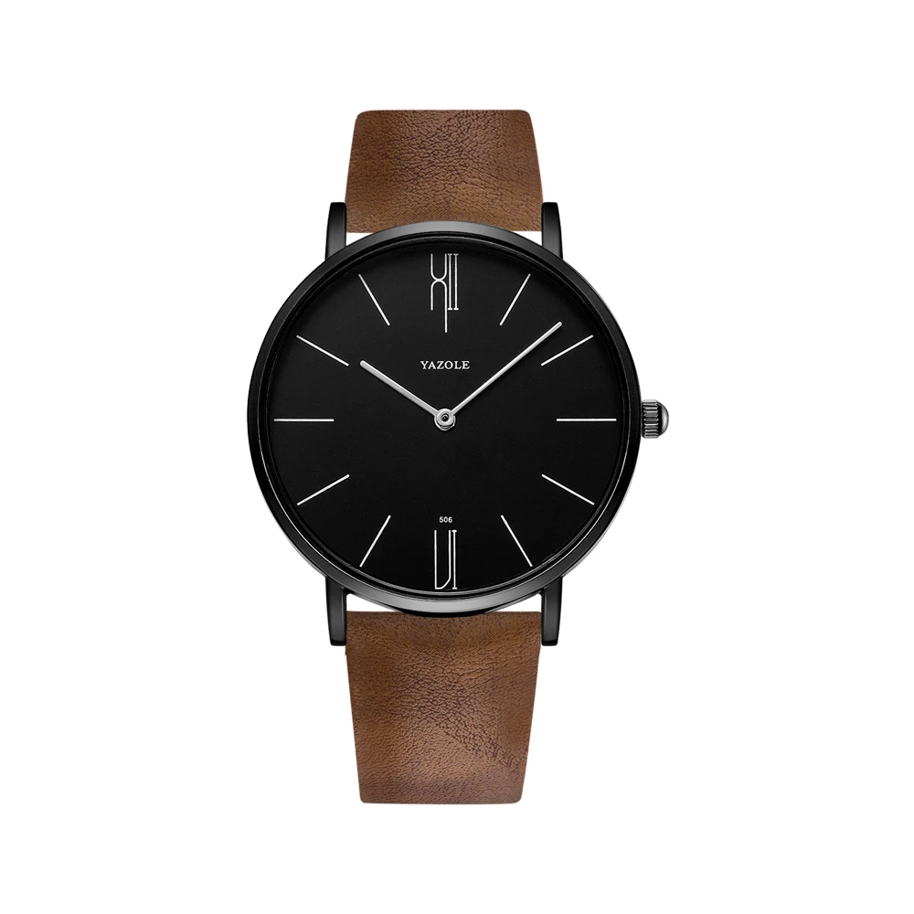 YAZOLE Watch Men Fashion Quartz Wristwatches Ultra-thin Watch With Leather Strap Casual Simple Men Waterproof Watches