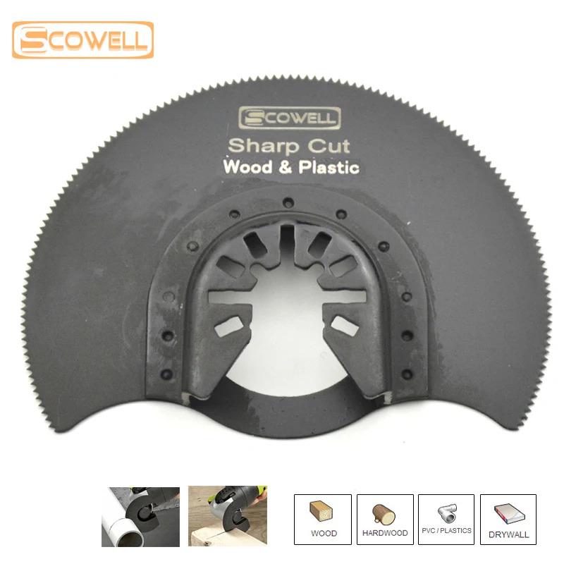 SCOWELL-Oscilante Multi Ferramenta Saw Blade, Half Circle Segmento Mergulhar, Mudança Rápida, a maioria da Máquina Marca, DIY Ferramentas Peças, 88 milímetros