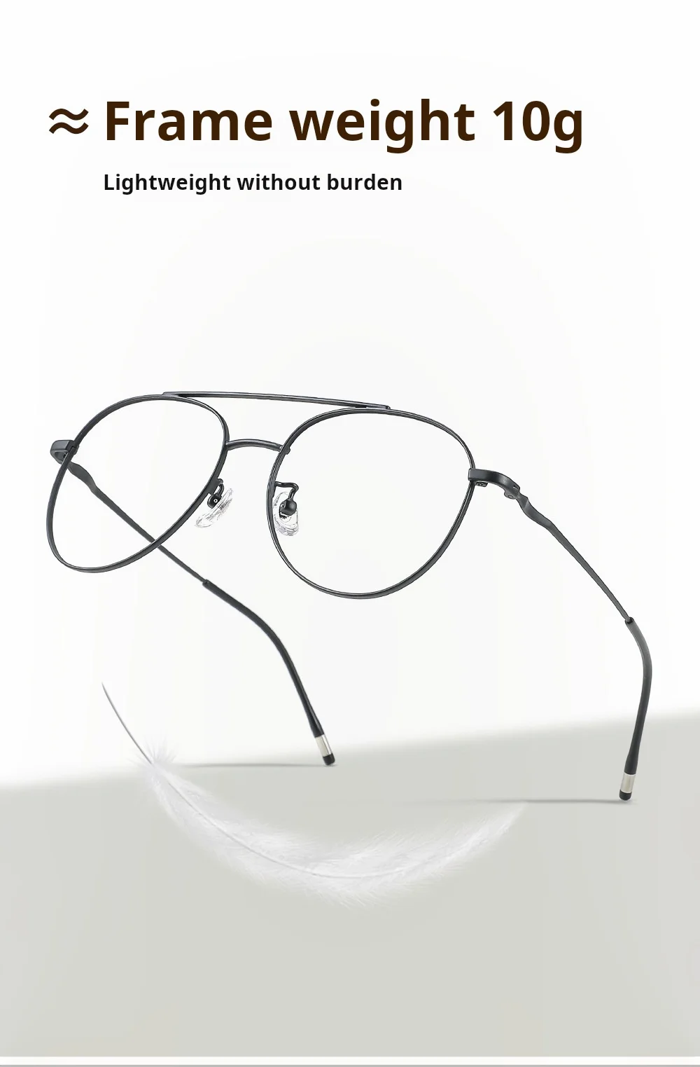 YIMARUILI Modischer Pilotenbrillen-Trend für Damen und Herren, ultraleichte, flexible Titanlegierung, Doppelbalken-Retro-Brillengestell 889 – Detail 5