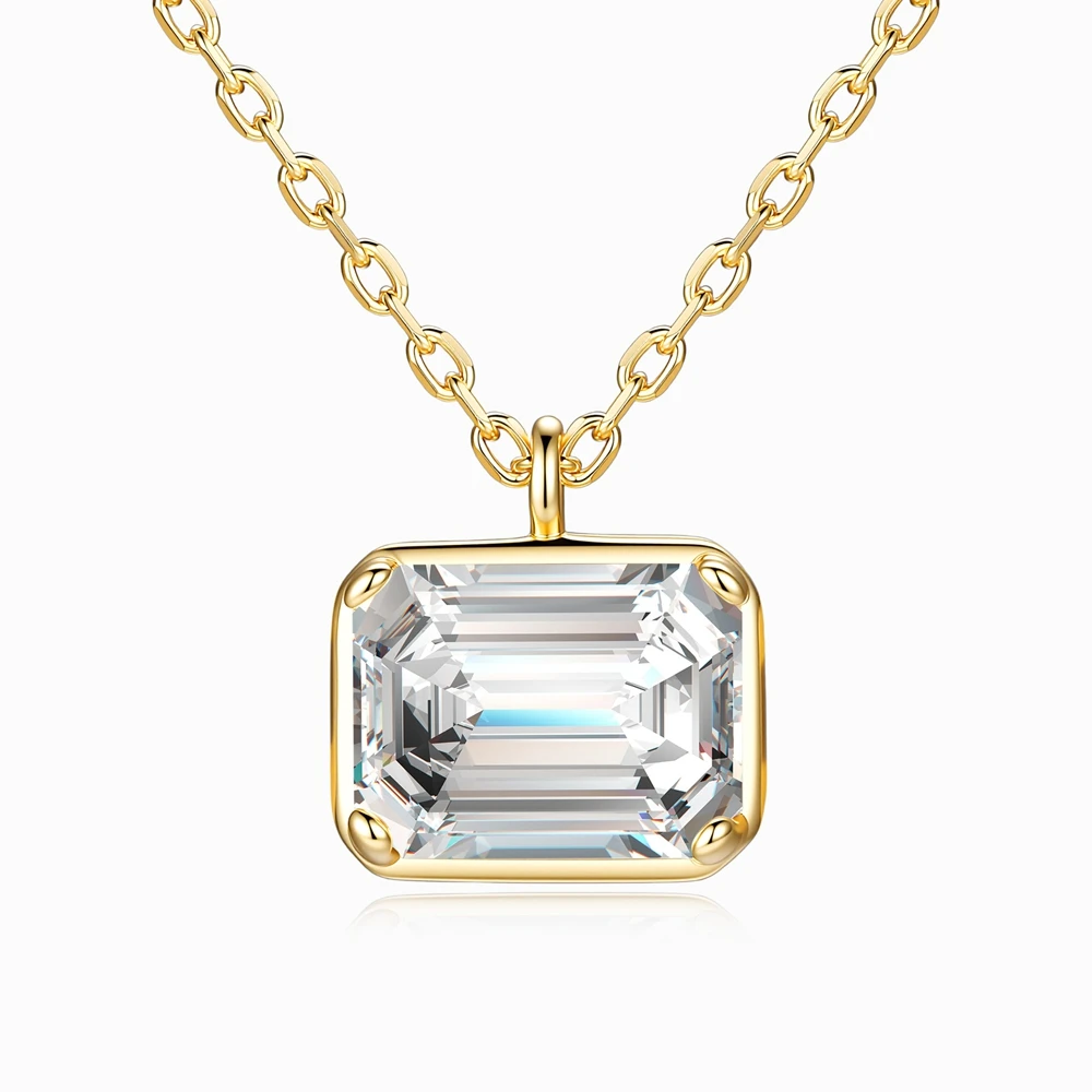 

D Color VVS1 Moissanite Pendant Necklace Fashion Emerald Cutting S925 Sterling Silver Necklace for Woman Party Jewelry Gift