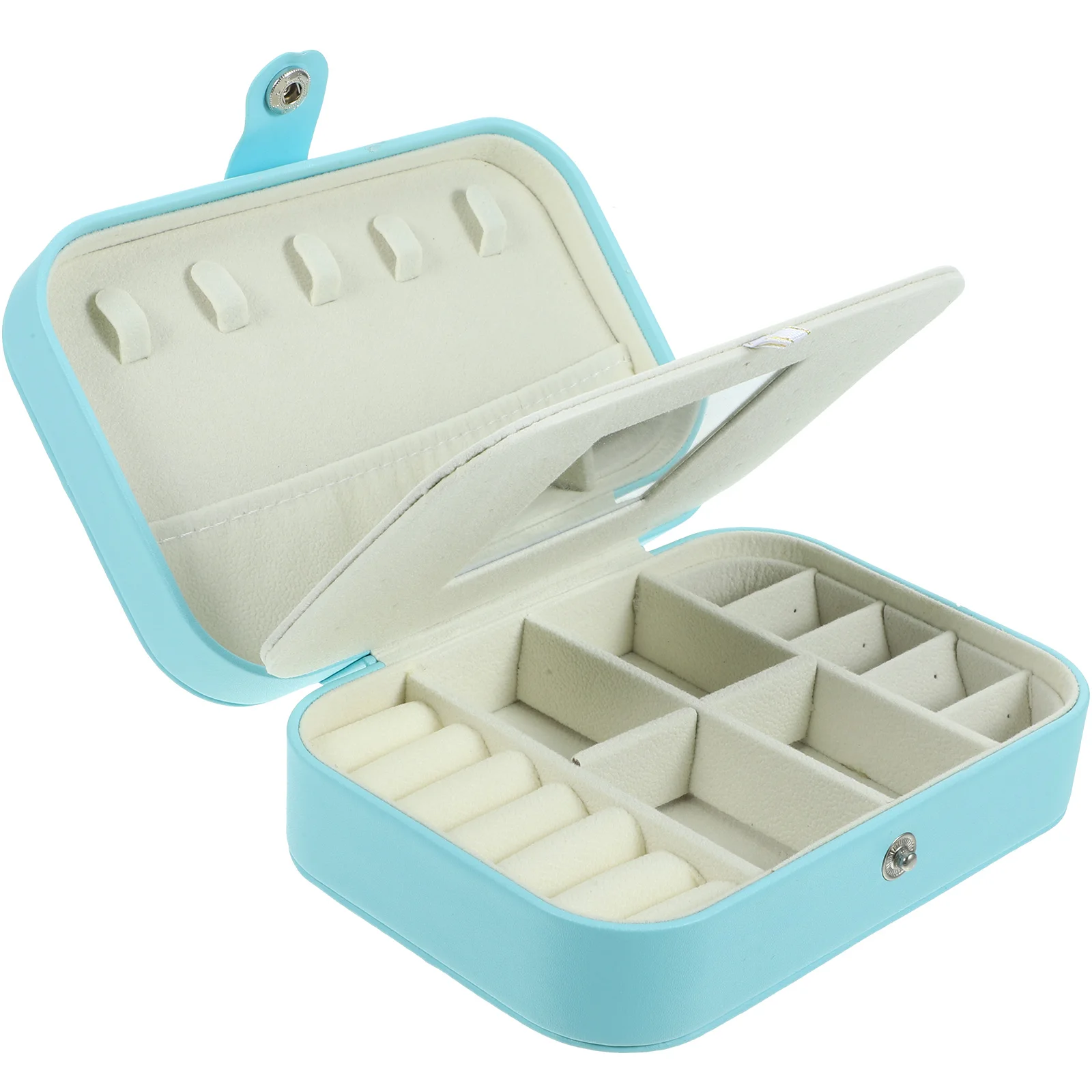 

Travel Jewelry Box Sky PU Large Capacity 3 Layers Mirror ganizer Storage Case for Women Zipper Holder jewelry box mirror