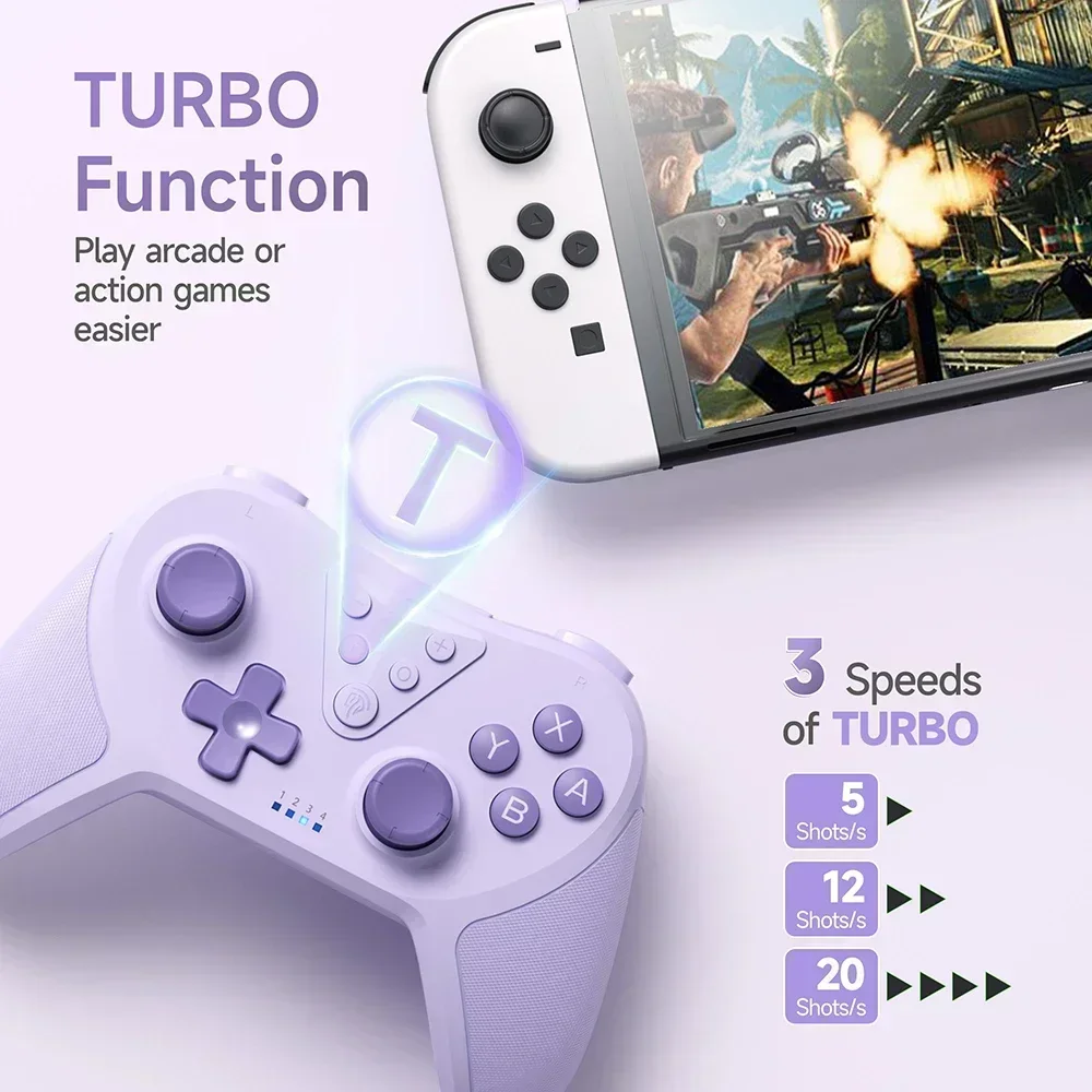 T37 Wireless Gamepad, Bluetooth-Gaming-Controller für Nintendo-Switch, PC, Steam Deck, 6-Achsen-Gyro-Bewegungssteuerung