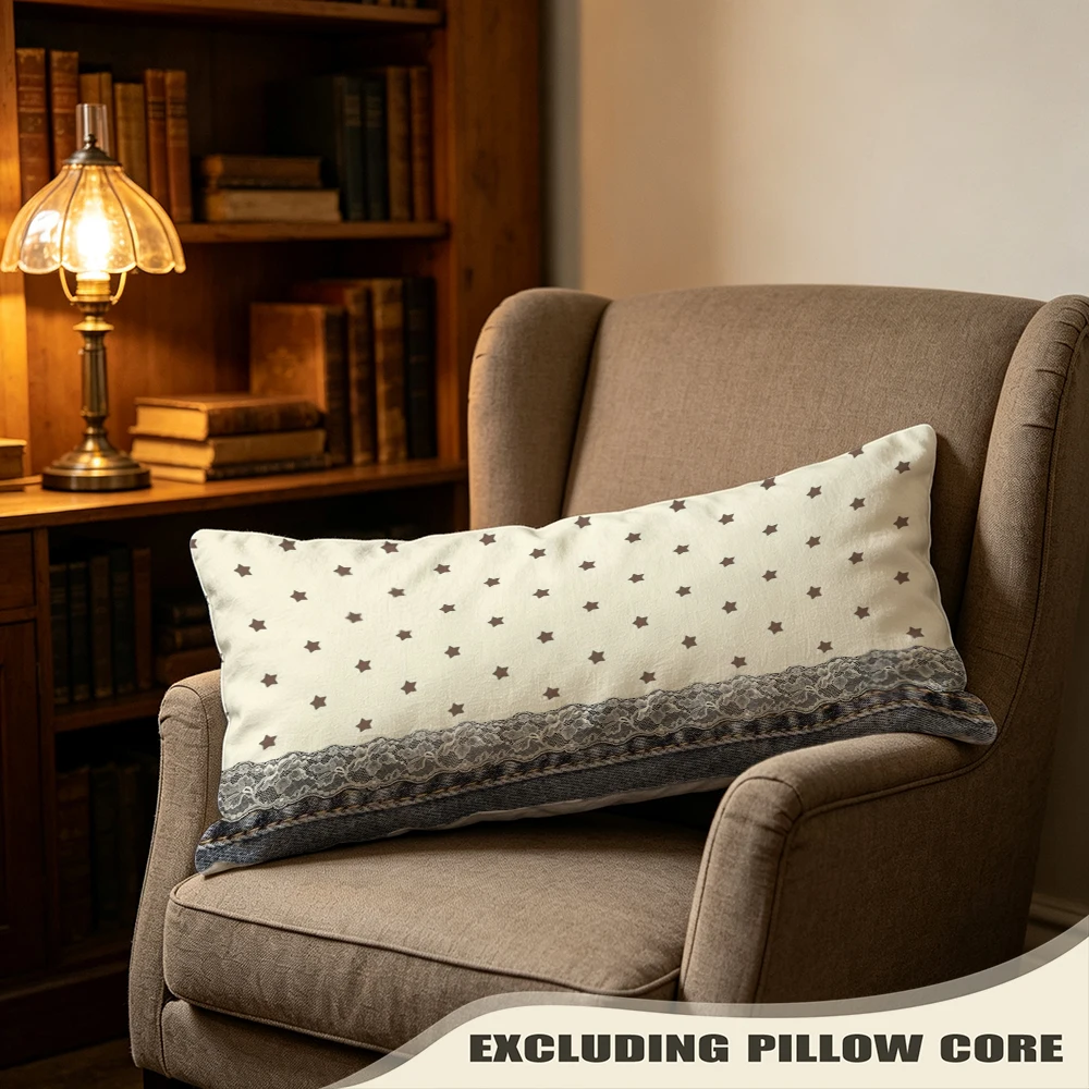 White Black Mini Polka Print Long Pillow Cover, Scandinavian Style, Cafe Decorative, Polyester, Room Decor, Convenient