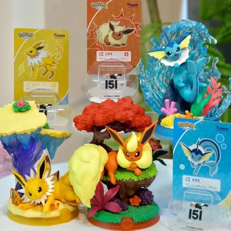 Figuras Originales de la Serie Eevee de Pkm Funism, Caja Sorpresa, Modelo de Anime Relajante, Colección de Adornos, Decoración, Juguete, Regalo