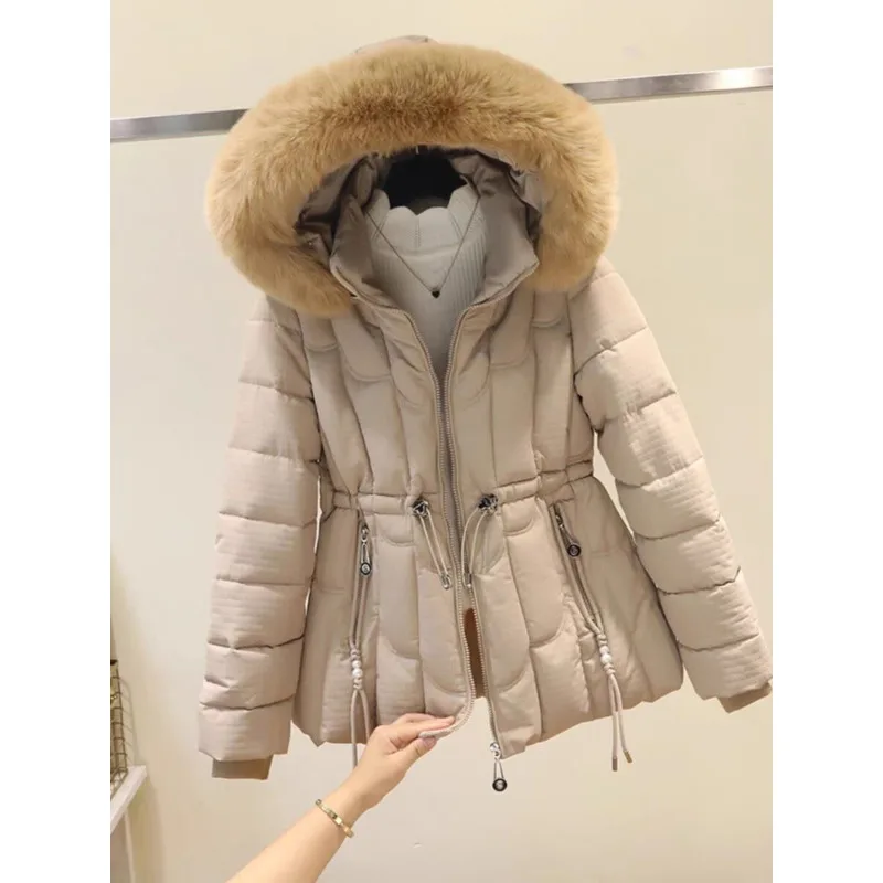Women's Cotton Coat Winter New warm Cotton Jacket Slim Fashion Fur Collar Outerwear High-end winter puffer jacket women Parkas