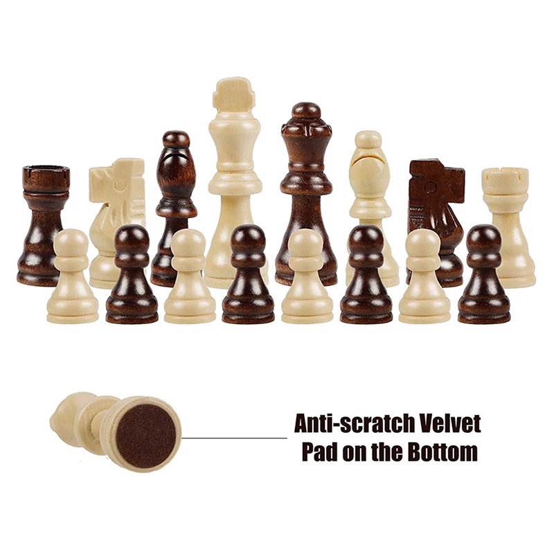 32Pcs/Set 2.2 Inch Wooden Chess Pieces Game Chess Entertainment International Word Chess Set Chess Piece Accessories