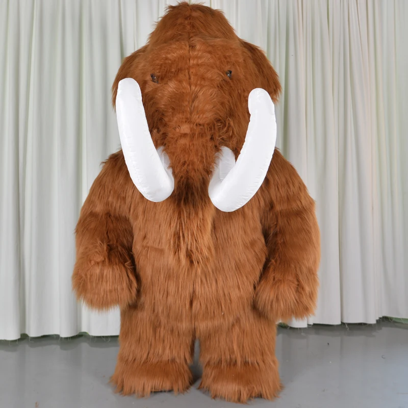 Harige Mammoet Opblaasbaar Pak Halloween Party Game Olifant Fursuit Kostuums Mascotte Pluche Bloeien Cosplay Kleding Volwassen carnaval