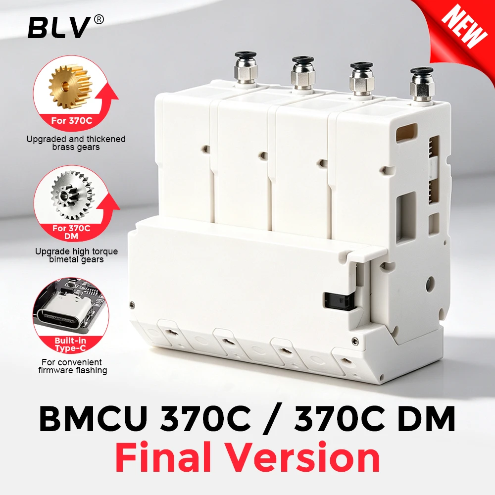 BLV® BMCU Final 370C DM Perfect Final Version Metal Gears, High Torque AMS Automatic Feeding MMU for A1, A1 Mini, X1, P1