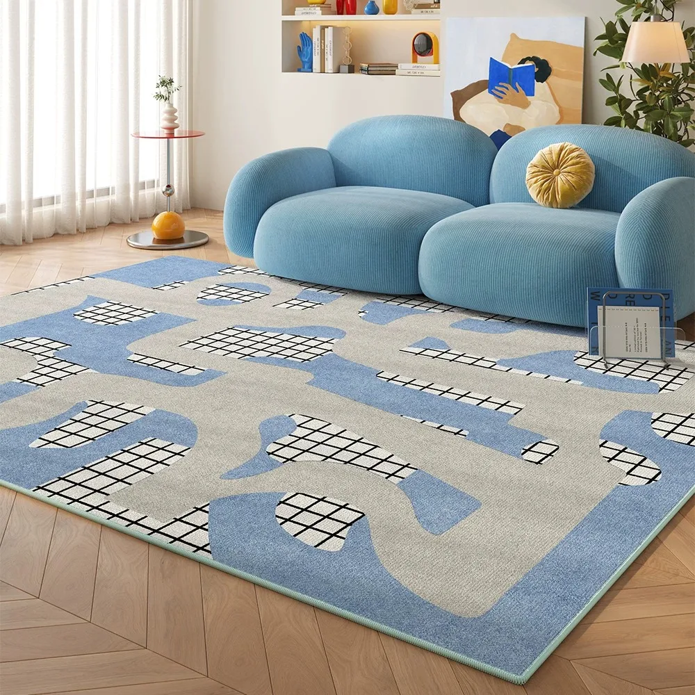 Blue Checkered Striped Large Area Rugs for Living Room Carpet Washable Non-slip Rug Bedroom Mat Home Decoration Tapete Sala 거실러그
