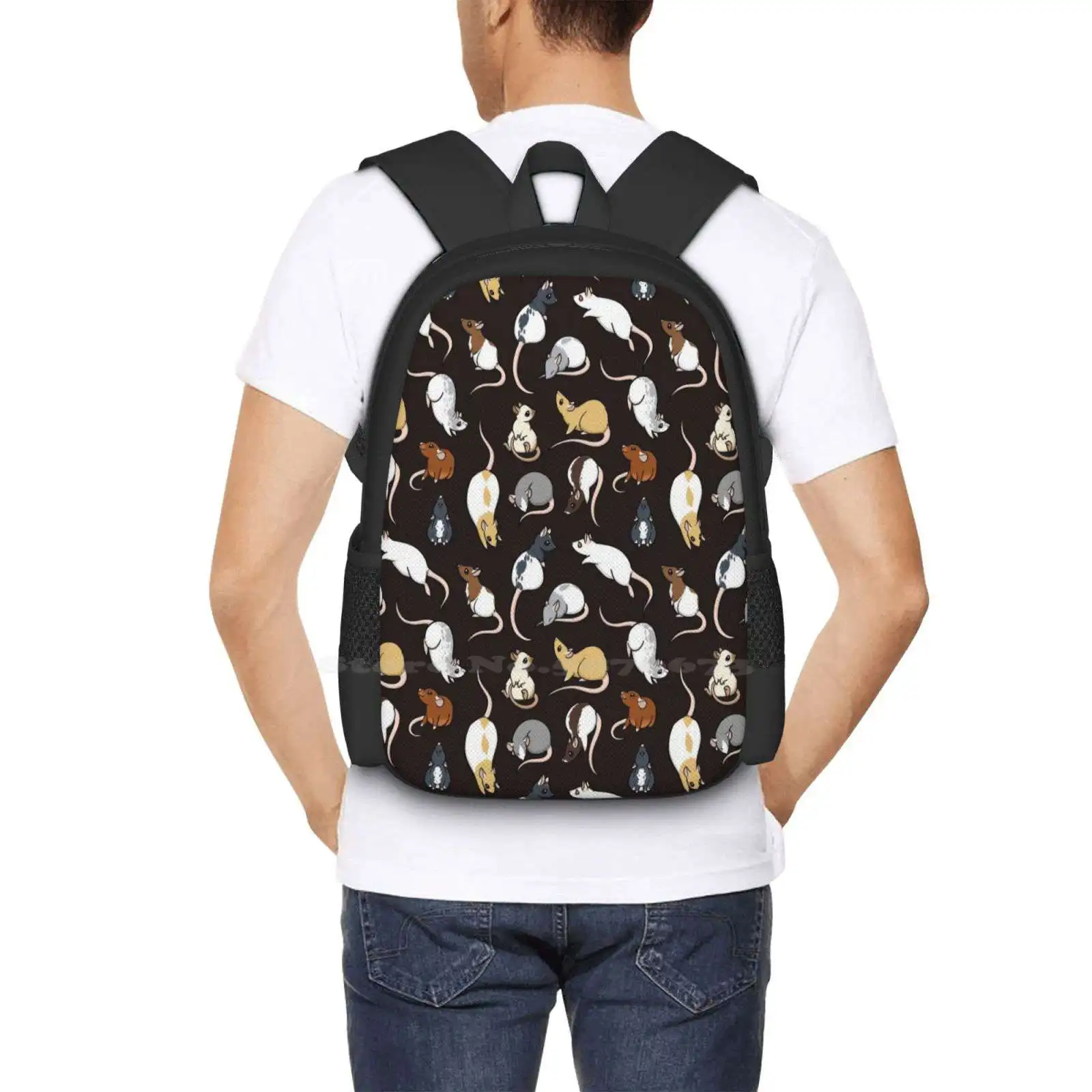 Rats Hot Sale Backpack Fashion Bags Ratty Mouse Rat Pattern Siamese Hooded Ratmarking Rat Art Cute Rat Animal Pattern Pet Rat