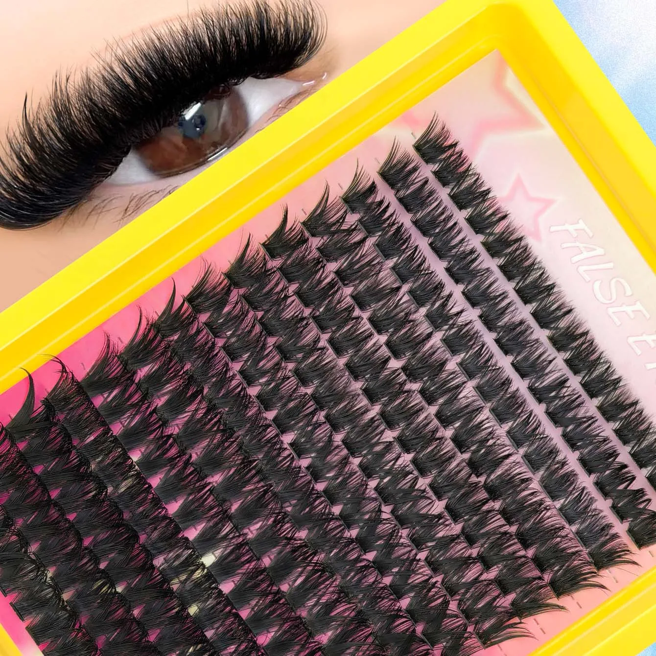 224PCS-12D with adhesive, tweezers, brush, eyelash curler, voluminous style 8-18cm, multiple lengths available. Perfect for Chri