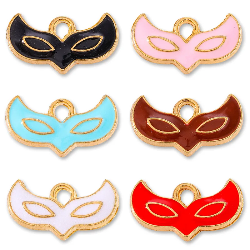 20 pcs/lot Fashion Gold Mask Alloy Enamel Pendant Accessories Charms for Women, Earrings/Necklace Handmade DIY Jewelry