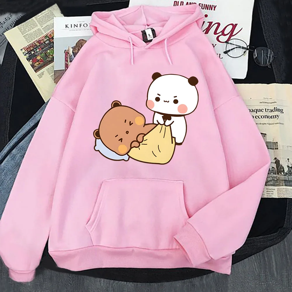 Wake Up Lazy DuDu It’s Shopping Time Hoodies Cute Bubu Panda Bear Print Sweatshirt Korean Styele Tops Women Clothes Men Pullover