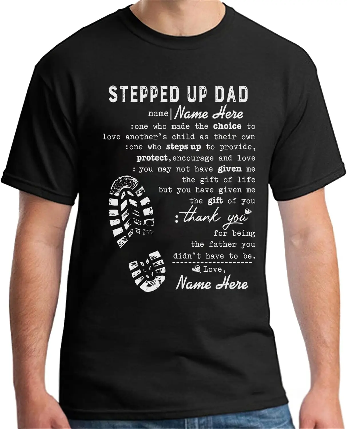 Personalized Shirt Gift for Bonus Dad, Stepped Dad Gifts TShirt, Father's Day Step Dad T-Shirt Gift