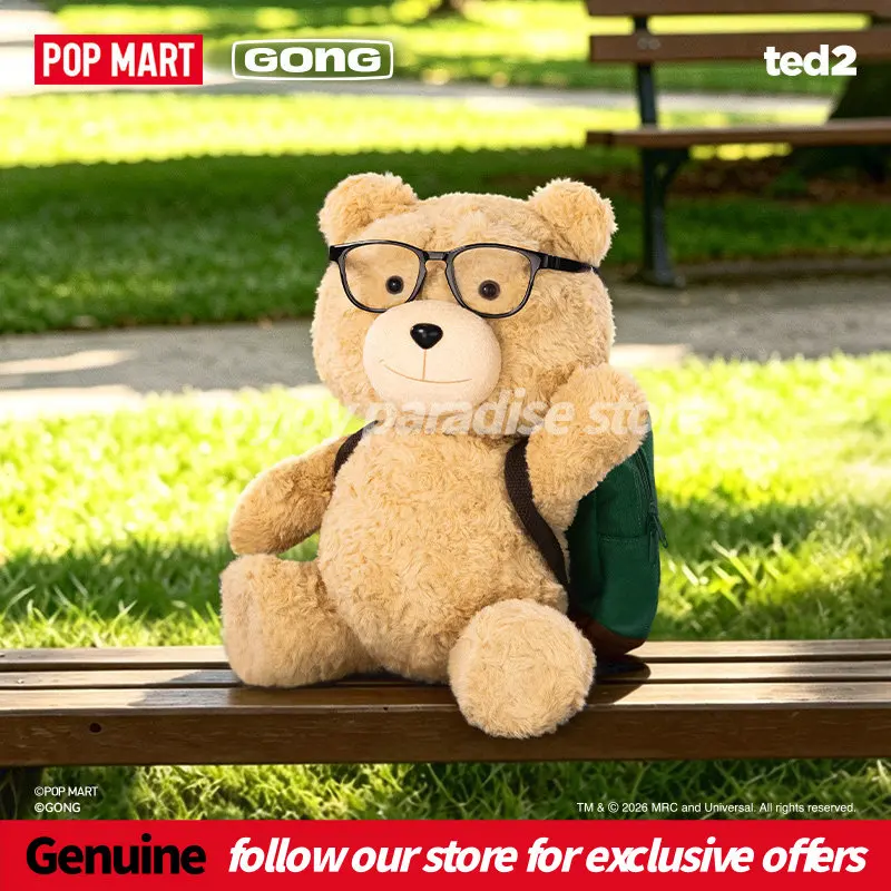 

Authentic Pop Mart Gong Ted2 30cm Hot Nerd Ted Posable Action Plush Doll Stuffed Bear Collectible Home Decoration Birthday Gift