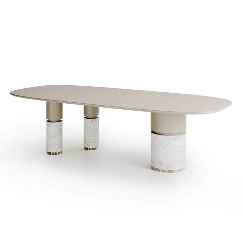

#Luxury modern removable contract furniture coffee table with marble cylindrical bottom legs, suitable for hotel lobbies