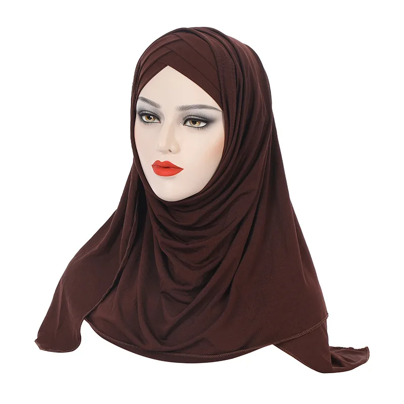 

New Women Cross Instant Scarf Muslim Hijab Headscarf Shawls Wrap Turban Islamic Headwrap Hijabs Cap Hat Wholesale Turbante Mujer