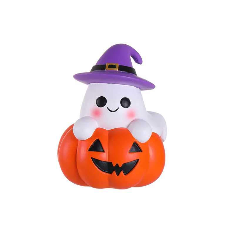 

Pumpkins Ghost Figurines Halloween Decor Ghost with Witch Hat Party Tabletop Home Halloween Ornament Party Decor Gift