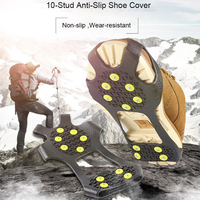 Outdoor Hiking Anti-skid Ice Gripper ,10 Teeth Ice Claws Winter Snow &Ice Road Fall Prevention Spikes Non-slip Shoe Covers