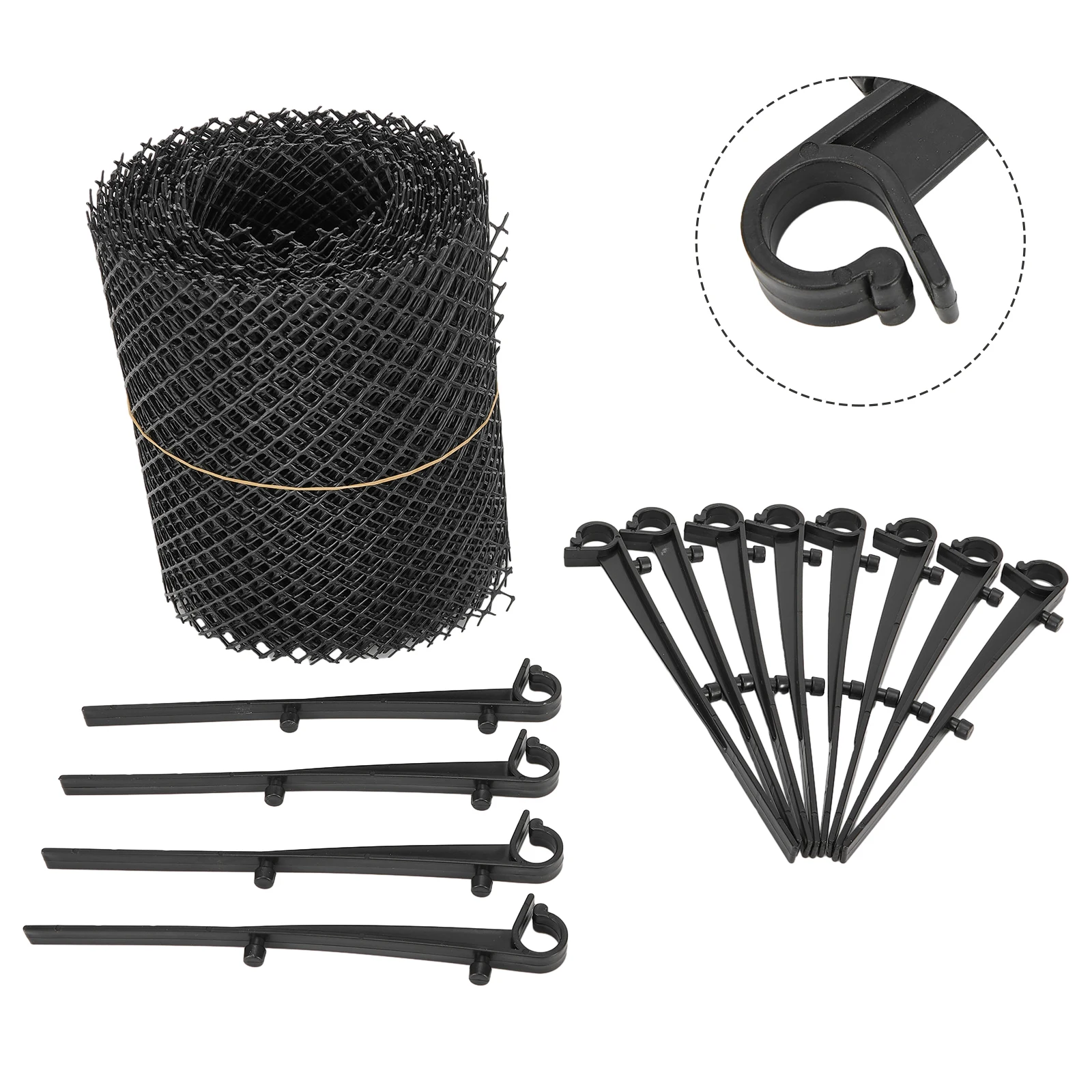 15cmx 6m Mesh Gutter Guard Leaf Protection Mat Guttering Block Leaves Prevent Clogging Garden Protection Net With Fixing Pin