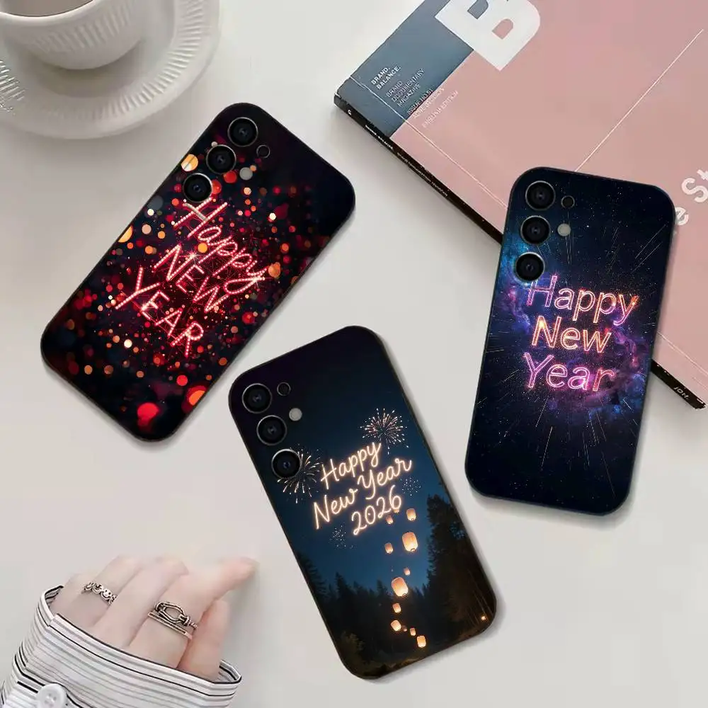 

Happy New Year phone Case For Samsung S25,24,21,22,23,30,Ultra,20,Plus,Fe,Lite,Note Black Soft Cover