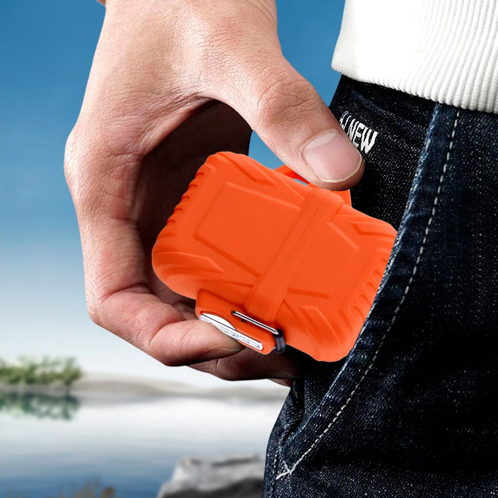 2 قطعة حافظة ولاعة واقية غطاء ولاعة IP56 مقاوم للماء البلاستيك Firestarter مع صافرة الحبل متعددة الوظائف للرجال #1