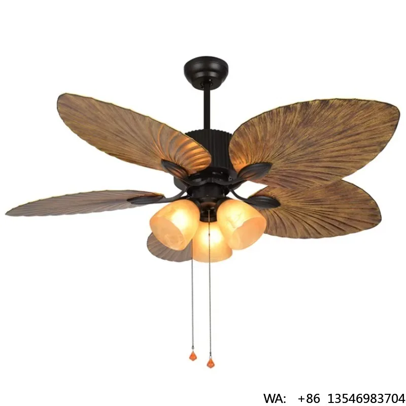 Fancy Tropical Vintage 5 Big Leaves Blade Kdk High Air Rustic Ceiling Fan With Light Kits Chandelier