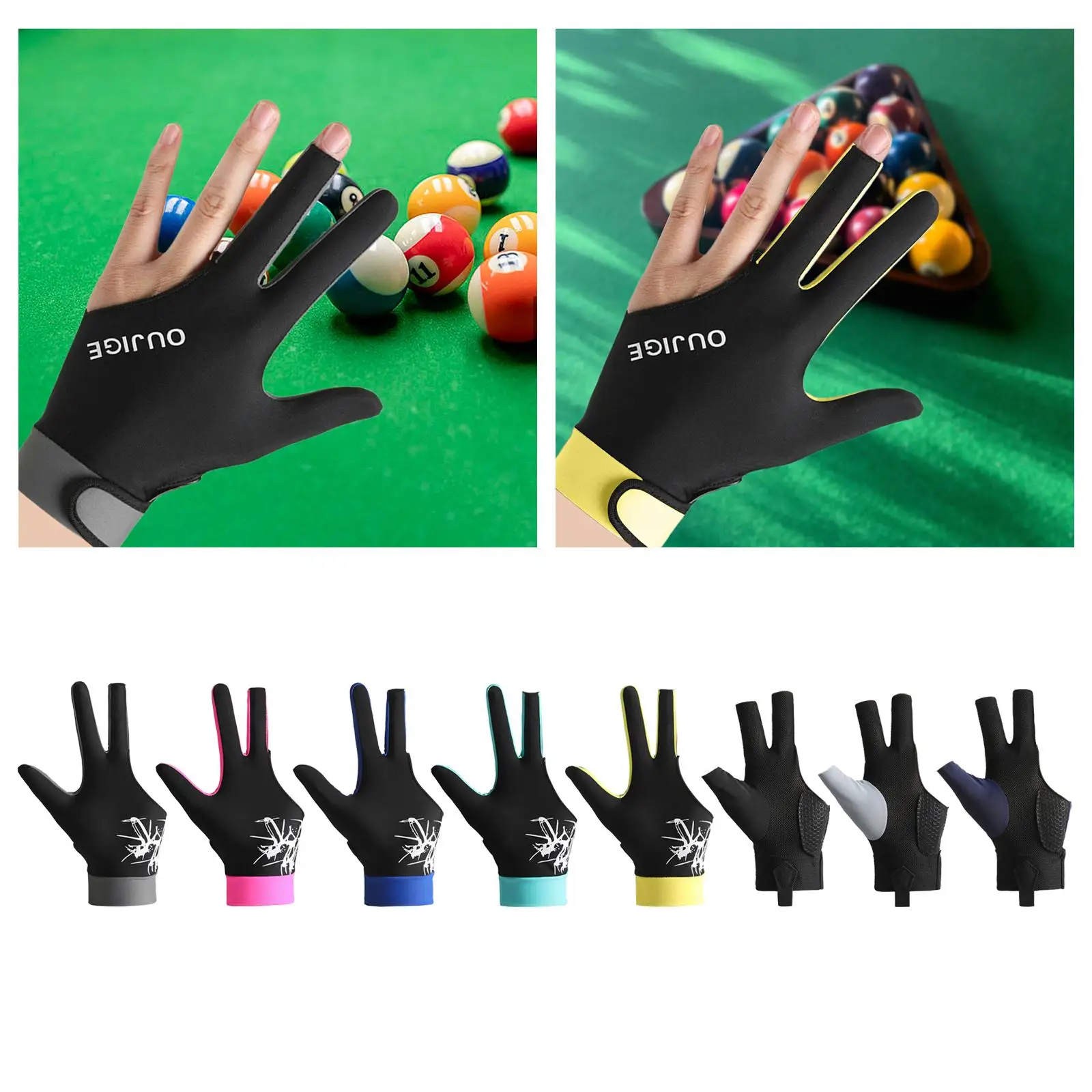 Gants de queue de billard pour adultes, séchage rapide, élastique, antidérapant, jeu, poignet réglable, sport