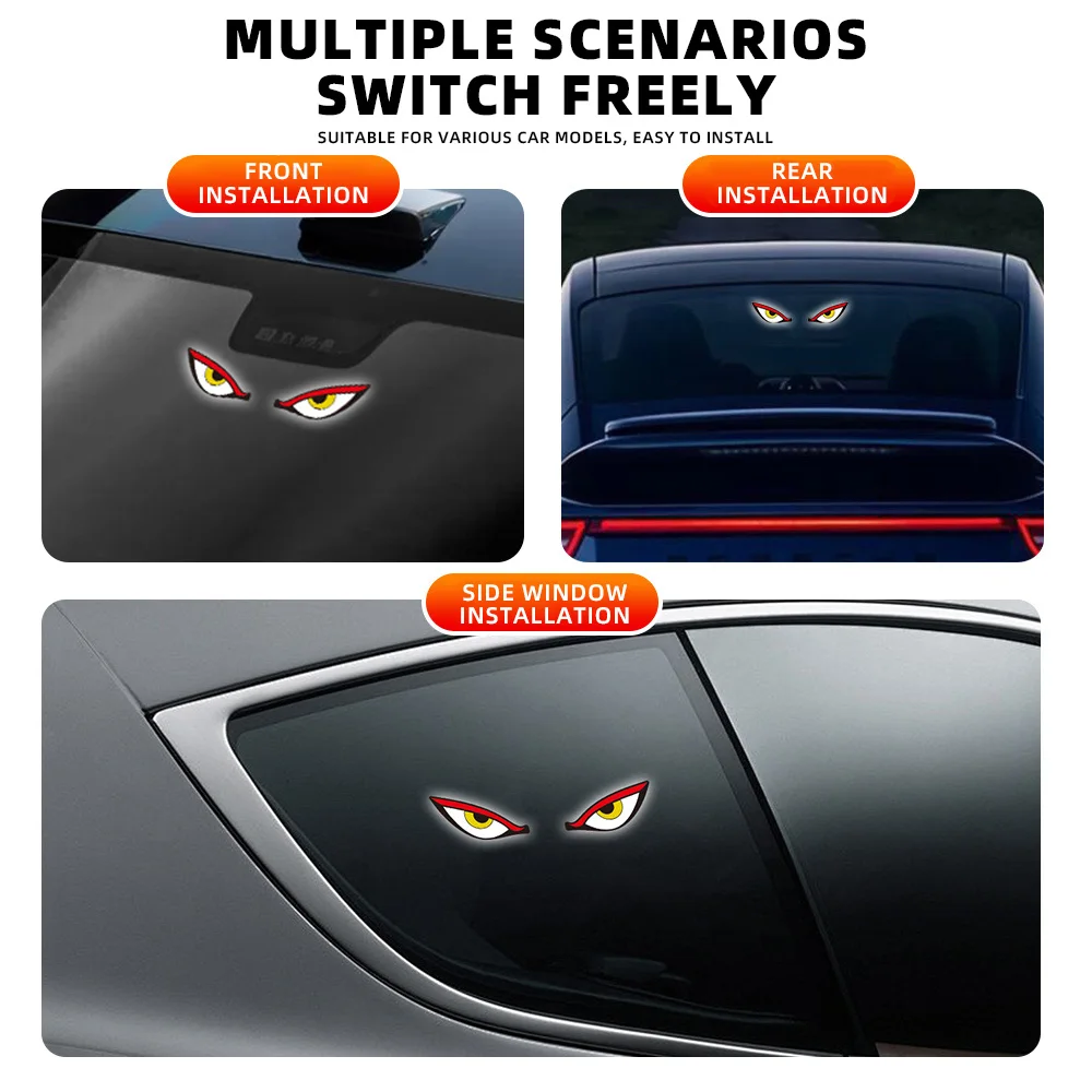 Cool DEMON EYE Ambient Light Solar Powered Breathing Neon Light Car Decoration Rear Windshield Atmosphere Lights Car Accessories image 5