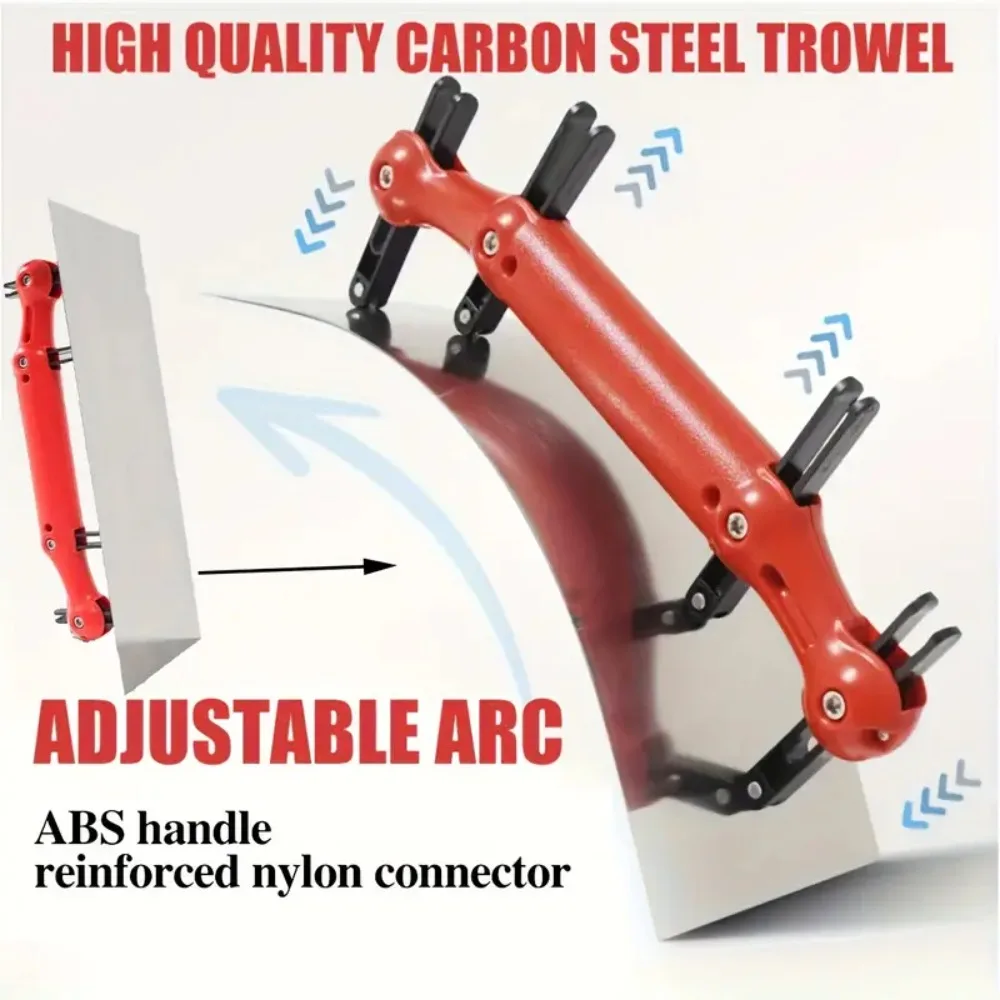 Durable Arc Paint Trowel Smooth Non-slip Handle Scrape Putty Trowel Adjustable High Carbon Steel Putty Spatula Wall Treatment