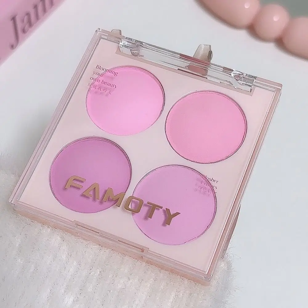 Palette de fards à joues longue durée, 4 couleurs, mat, couleur vibrante, brume pour le visage, faible saturation, Portable, teinte des joues, Rouge, outil de maquillage