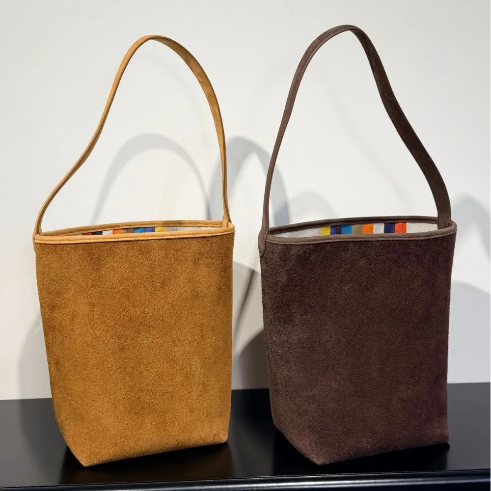 Minimalist Leather Portable Women's Bag Suede Shoulder Underarm Commuter Simple  Fashionable and SimpleTote Bag Unique Texture