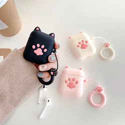 3D Cute Cartoon Cat's Paw Silicone Case for Airpods 1 2 3 Pro Wireless Earphone Protective Cover for Airpods Pro Cases with Hook