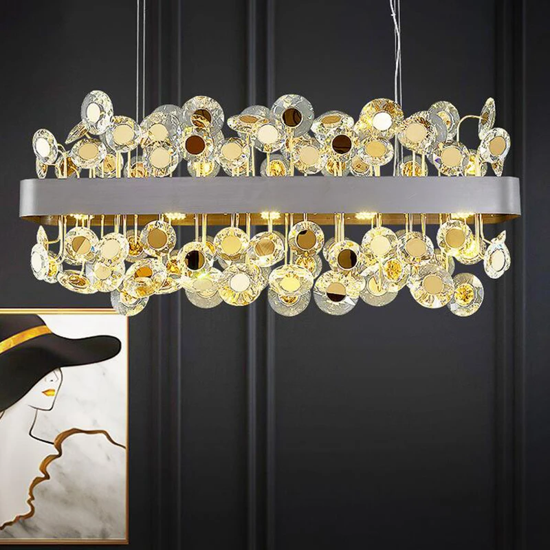 Modern Luxury K9 Crystal Chandelier Suitable For Living Room Bedroom Board Pendant Lamps Indoor Lighting Suspension Type Fixture