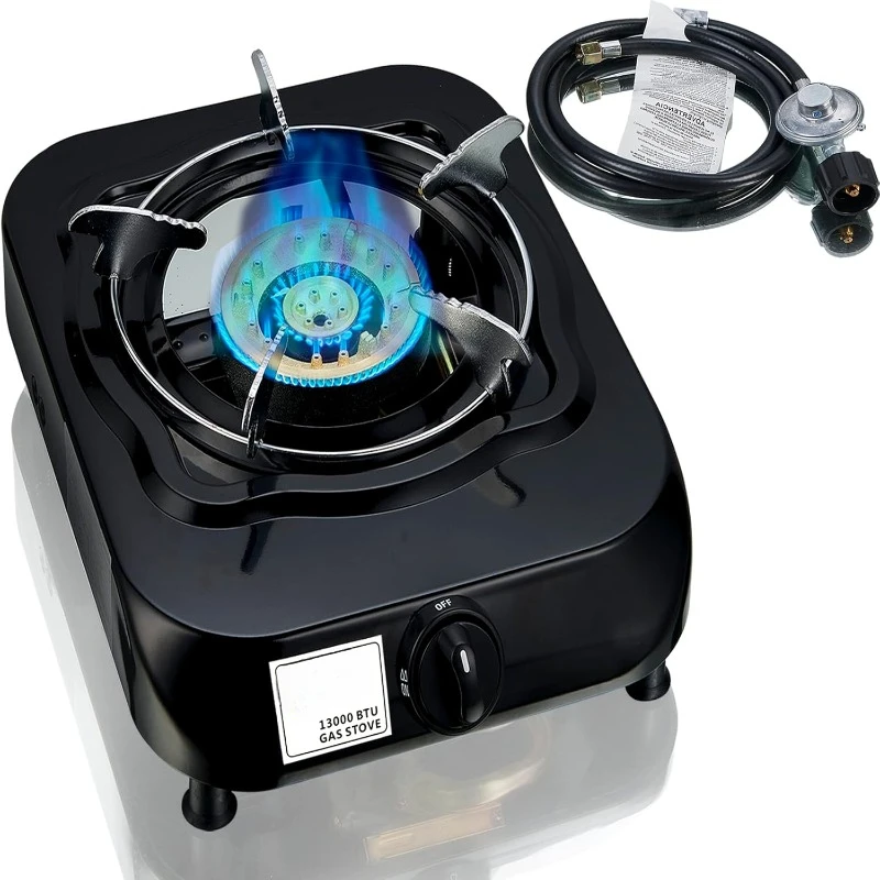 

Propane Stove with Propane Adapter Hose 13000 BTU Single Propane Burner Smart Switch Protection for Children