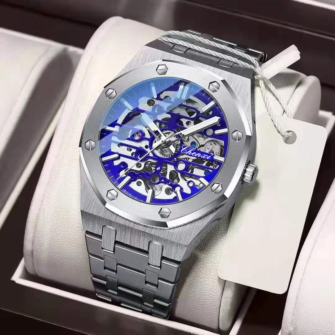 

Light Luxury Men's Automatic Watch, Top Brand Mechanical Tourbillon Sports Watch, Stainless Steel Waterproof Business Men's Watch
