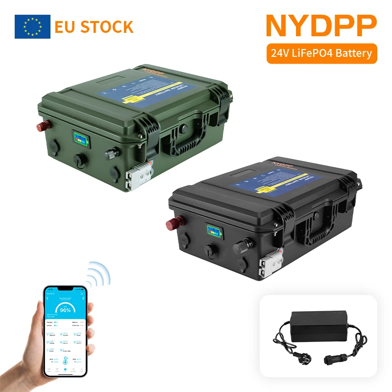 Batterie LiFePO4 24V 100AH 120AH 150AH 200AH, batterie lifepo4 24V, batterie au lithium 24v, batterie au Lithium fer phosphate avec chargeur