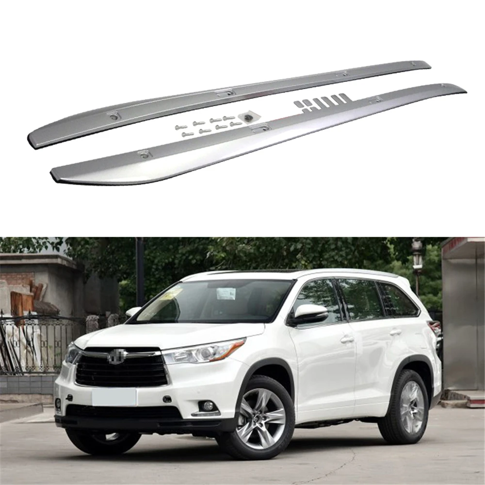 2Pcs Roof Rail Roof Rack Side Rail Aluminum Fit for Toyota Highlander Kluger 2014-2019