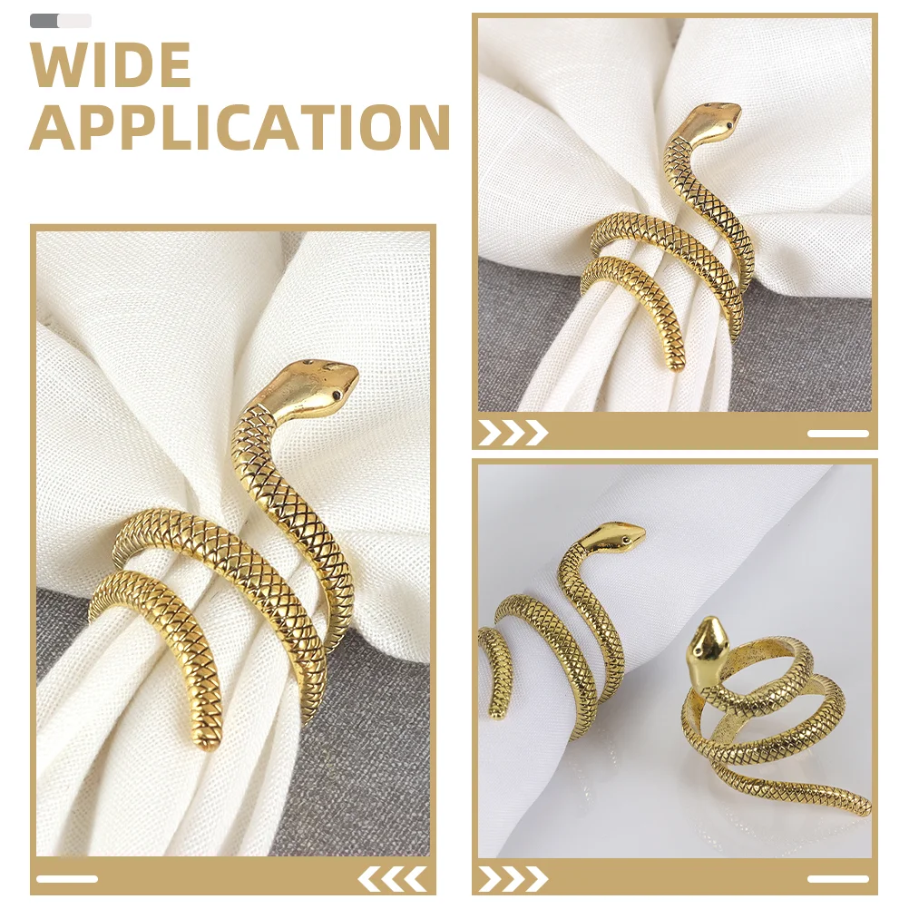 4 Pcs Grace Wedding Snake Napkin Ring Banquet Decorations for Ceremony Zinc Alloy Dining Table Rings Modern