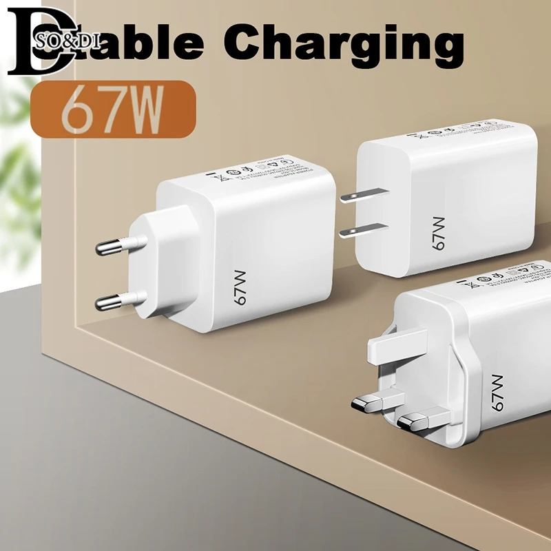 67W USB Charger Quick Charge 3.0 Phone Fast Charging Wall Adapter For Xiaomi Poco IPhone 14 13 IPad Chargers