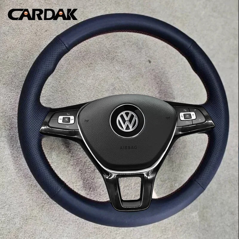 

Full Black Leather Steering Wheel Cover For Volkswagen VW Amarok T6 California Caravelle Kombi Multivan Transporter 2015-2021