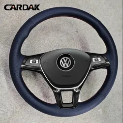 Full Black Leather Steering Wheel Cover For Volkswagen VW Amarok T6 California Caravelle Kombi Multivan Transporter 2015-2021