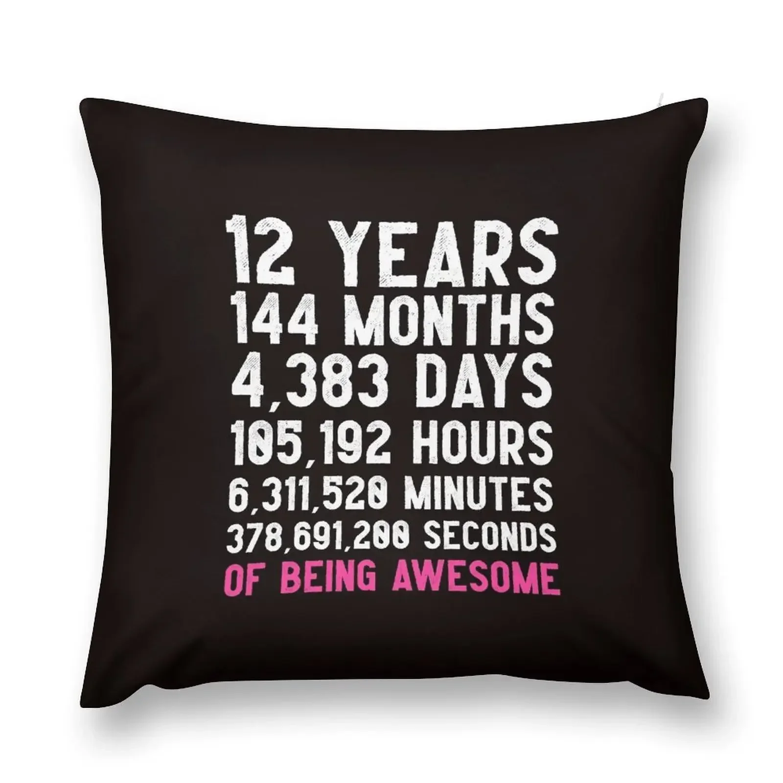 Girls 12th Birthday Countdown T-Shirt Funny Gift Birthday Gift 12 Year Old Girls Happy Birthday 12 Years Old Gift f Throw Pillow