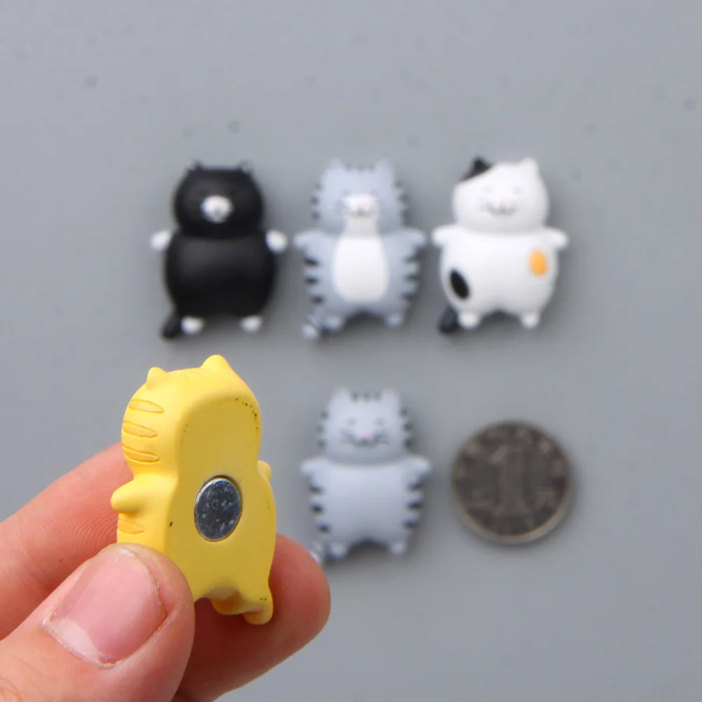 

5pcs Fridge Magnets Resin Cat Design Micro Landscape Ornament 3D Magnetic Button For Refrigerator Office Decor Gifts