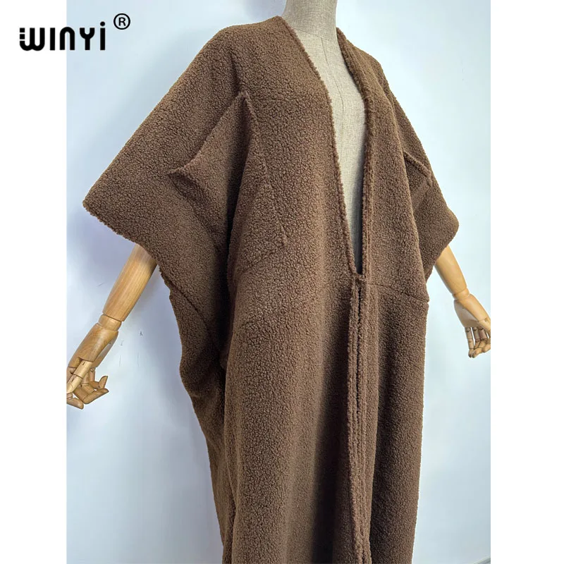 2022 WINYI Winter Women elagant High Quality Long Fur Coat Loose Over Coat Double thickening Warm Jacket Female Plush Teddy Coat